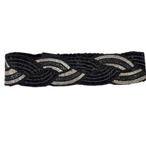 Vintage Magid Women's Silk Beaded Elastic Waist Belt